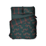 Bettwäsche mit Dackel und Schotten Karo, doubleface, beige