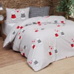 Bettwäsche mit Dackel und Schotten Karo, doubleface, beige