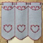 Scheibengardine , Edelweiß und Herz Stickerei, beige,  7055 Farbe beige55