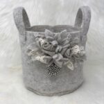 Leinen Kissen Kissen aus Leinen im Shabby Chic Stil, mit Deko Rose