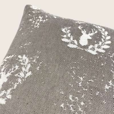 Kissenhülle „Hirsch Vintage“ aus Leinenmischgewebe, Jacquardstoff