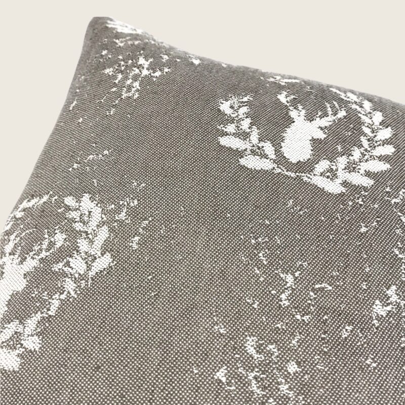 Kissenhülle „Hirsch Vintage“ aus Leinenmischgewebe, Jacquardstoff
