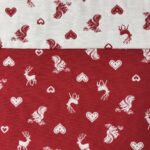 Landhausstil Stoff HERZCHEN KARIERT, Meterware, Kissen, Tischdecken, Stoffabschnitte, bordeaux