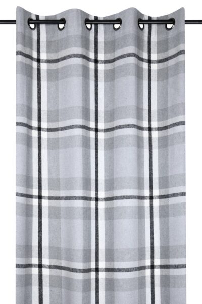 Vorhang mit Tartan Design kariert aus Kunstwolle, Farbe grau, 135×260 mit Ösen