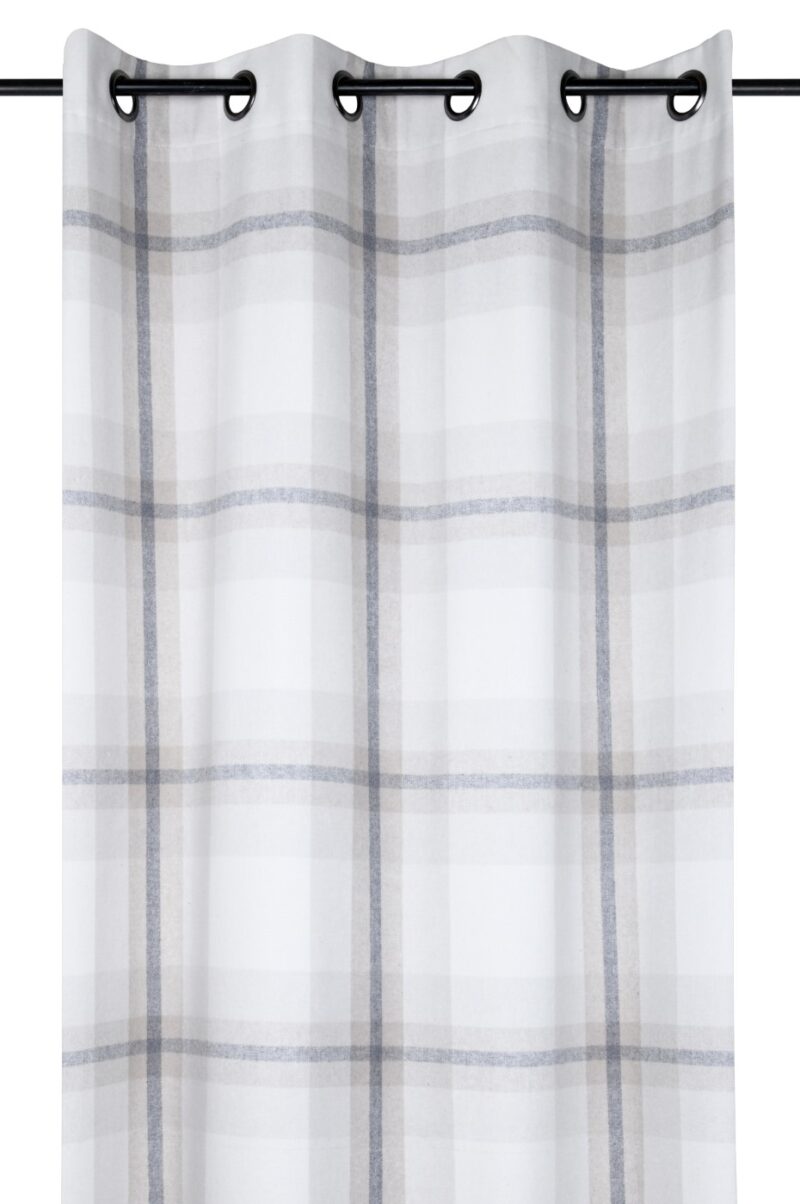 Vorhang mit Tartan Design kariert aus Kunstwolle, Farbe beige, 135×260 mit Ösen