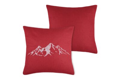Kissen in Loden-Optik mit Berg Bestickung, CHARVIN Rot