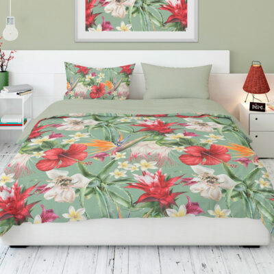 „Medow“ Wendebettwäsche mit Wiesenlook für Einzel- und Doppelbett in Mako-Satin, pastell Farben