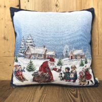 Gobelin Kissen mit Weihnachtlichen Zwerge, 44×44 cm