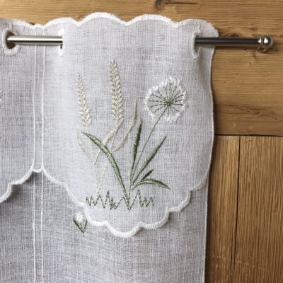 Scheibengardine nach Maß, bestickt mit Blumenwiese, 7575 c.1