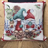 Kissen Weihnachtsbaum und Kind im Schnee, Gobelin, 44×44 cm