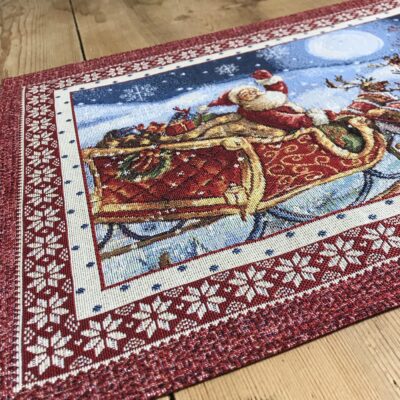 Tischset mit WEIHNACHTSSCHLITTEN 35x45cm, Gobelin Stoff