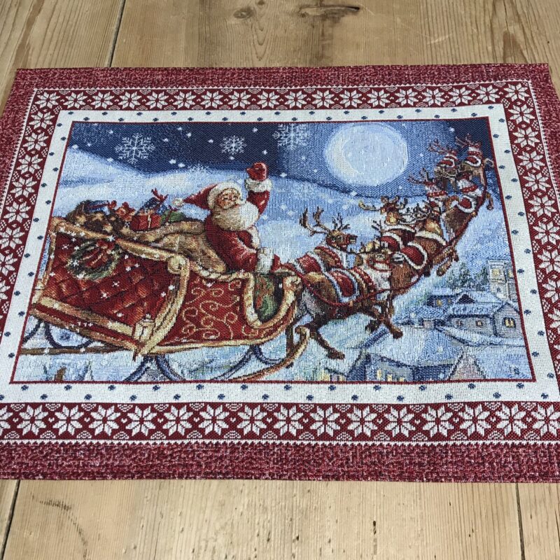 Tischset mit WEIHNACHTSSCHLITTEN 35x45cm, Gobelin Stoff