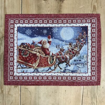 Tischset mit WEIHNACHTSSCHLITTEN 35x45cm, Gobelin Stoff