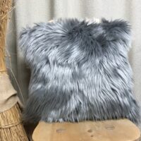 Kissen mit geschmücktem Hirschgeweih in Halbleinen, Jacquardstoff, ALPINE CHIC, Anthrazit