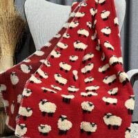 Wolldecke mit SCHÄFCHEN, grau, Chalet und alpiner Landhausstil, 150×170 cm