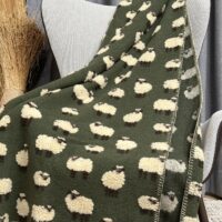 Wolldecke mit SCHÄFCHEN, grua/beige, Chalet und alpiner Landhausstil, 150×170 cm