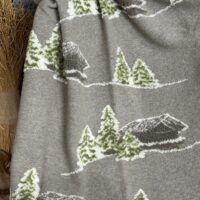 Wolldecke mit SCHNEEKRISTALLE, anthrazit, Chalet und alpiner Landhausstil, 150×170 cm