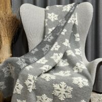 Wolldecke mit BLUMENMOTIV, ocker, Chalet und alpiner Landhausstil, 150×170 cm