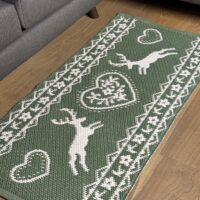 Teppich für Küche, Bad und Schlafzimmer, mit HIRSCHEN, Doubleface Grau und Beige