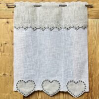 Vorhang mit Herzbordüre aus Chenille, Farbe rot, 135×260 mit Ösen, THENESOL