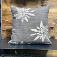 Wollkissen mit Hahnentrittmuster und Lederband, Farbe beige/braun