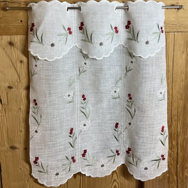 Scheibengardine im Landhausstil mit besticktem Blumenmotiv, Z- Campanula