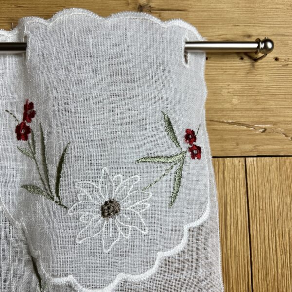 Scheibengardine im Landhausstil mit besticktem Blumenmotiv, Z- Campanula