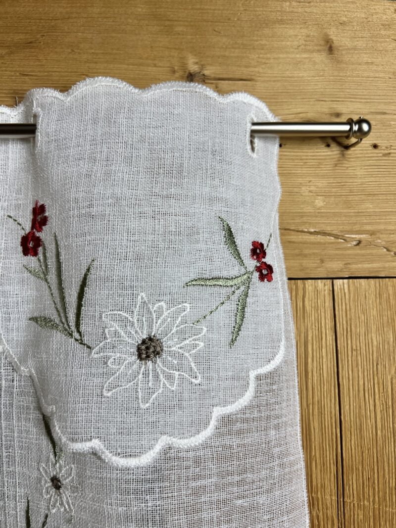 Scheibengardine im Landhausstil mit besticktem Blumenmotiv, Z- Campanula