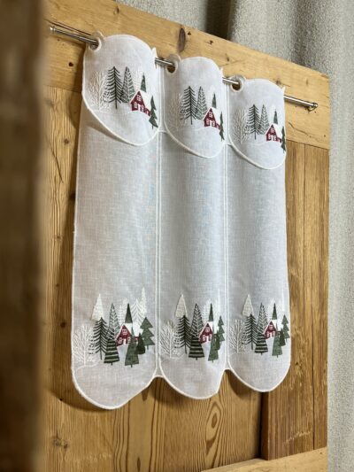 Scheibengardine nach Maß, bestickt mit Winterlandschaft, Ma- BAITA, rot