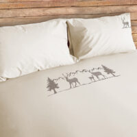Bettwäscheset aus satiniertem Stoff mit Baumstickerei, TREE grün