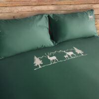 Bettwäsche aus satiniertem Stoff, mit Hirsch- und Berg-Bestickung, MOUNTAIN anthrazit