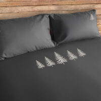 Bettwäsche mit Hirschen, 100% Baumwolle im Alpen-Landhausstil, Grau