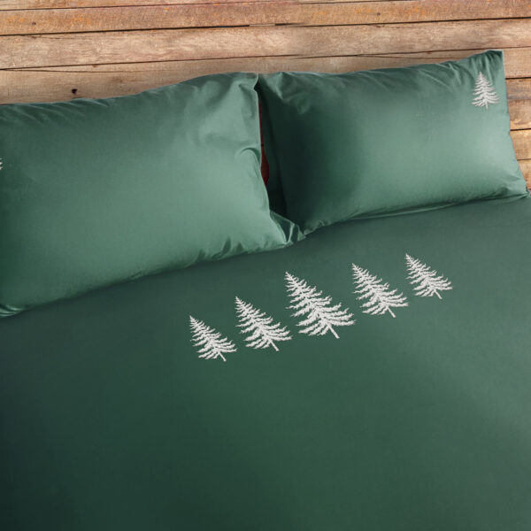 Bettwäscheset aus satiniertem Stoff mit Baumstickerei, TREE grün