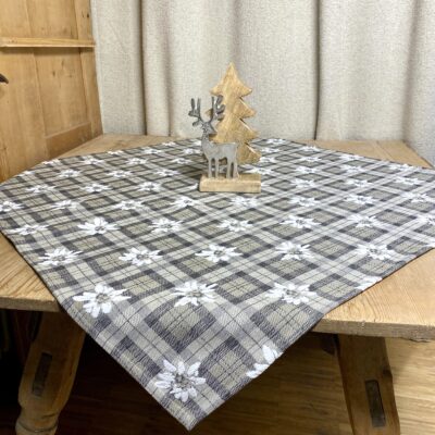 Mitteldecke im Karo-Design mit Edelweißmotiv, 90×90 cm im Alpenstil, traditionell & dekorativ