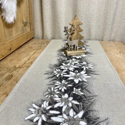 Tischläufer mit Edelweiss-Motiv, Jacquard-Stoff für den Tisch im Tiroler Landhausstil
