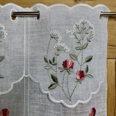 Scheibengardine mit Röschen und Margeriten, Landhausstil, M-8278