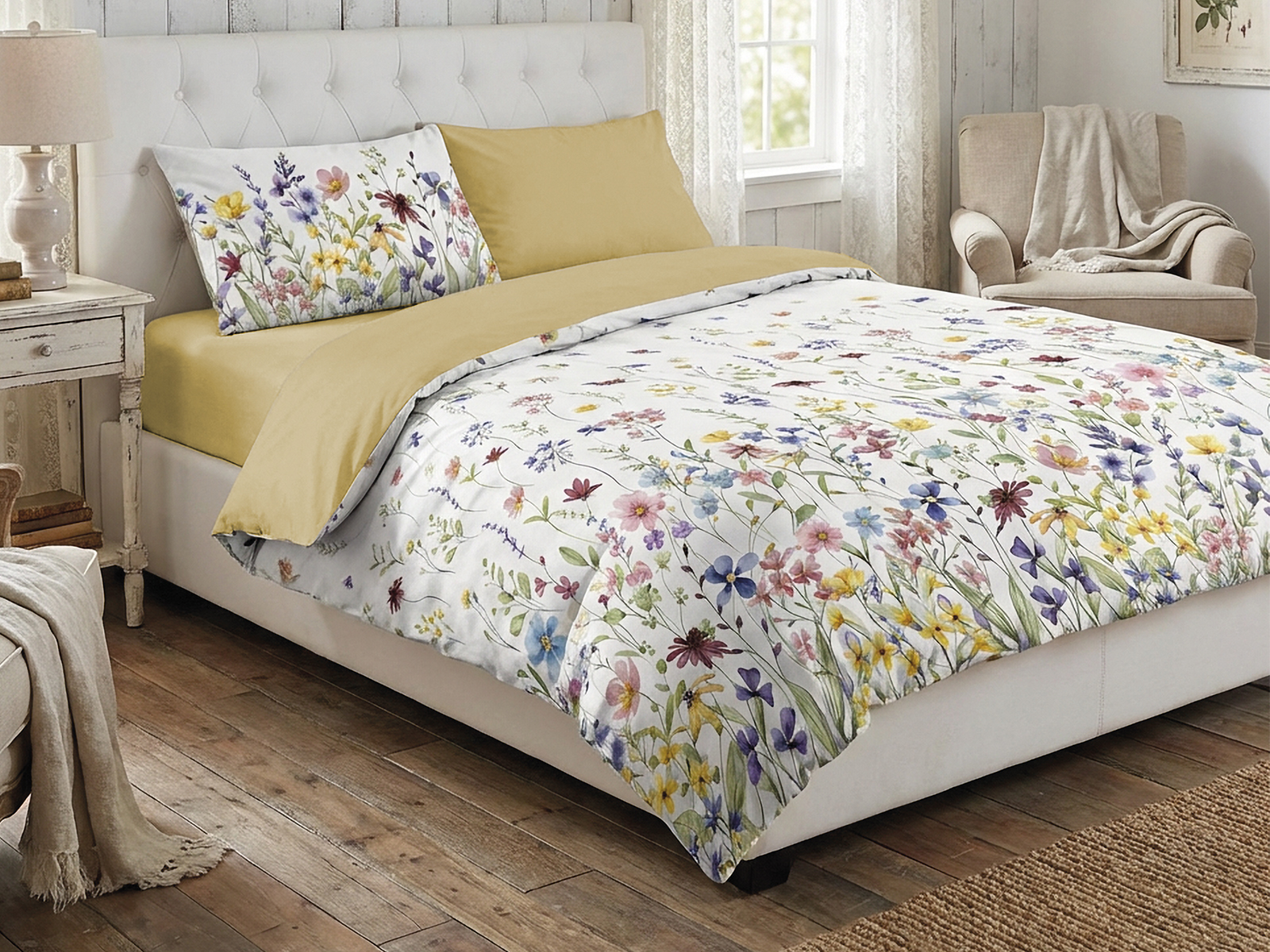 Bettwäsche Blumenwiese, 100% Baumwolle Garnitur Bettwäsche Blumenwiese, 100% Baumwolle Garnitur