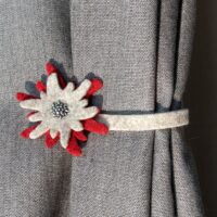 Vorhang Raffhalter für Gardinen, 50 cm, mit Edelweiß Deko, Tiroler Stil