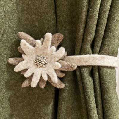 Vorhang Raffhalter für Gardinen, mit Edelweiß Deko, Tiroler Stil (Copia)