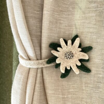 Vorhang Raffhalter für Gardinen, mit Edelweiß Deko, Tiroler Stil (Copia)