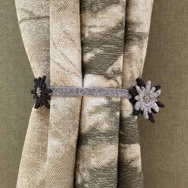 Vorhang Raffhalter für Gardinen, 50 cm, mit Edelweiß Deko, Tiroler Stil