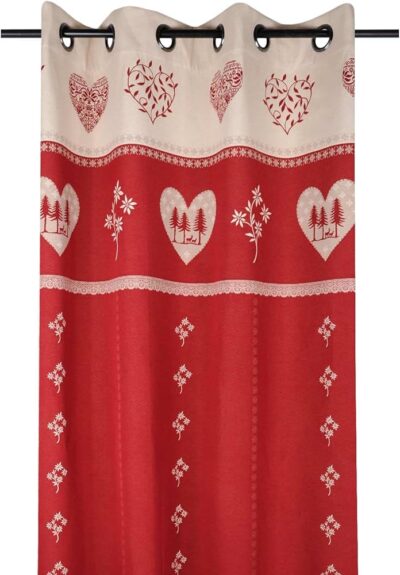 Vorhang mit Herzbordüre, Farbe rot, MODANE, 140×260 mit Ösen,