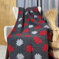 Wolldecke, Skifahrer und Berge, 150×170 cm, Chalet-Stil