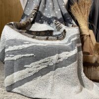 Wolldecke, Skifahrer und Berge, 150×170 cm, Chalet-Stil