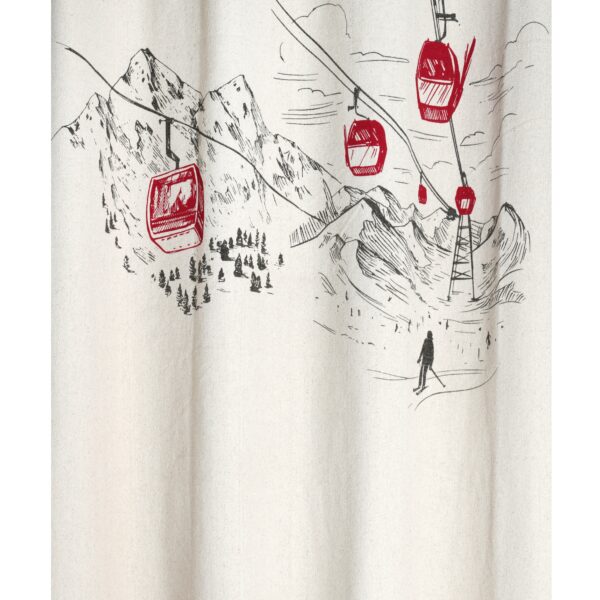 Vorhang aus 100 % Baumwolle mit Seilbahn und Berge, feste Ösen, beige, 140 x 260 cm