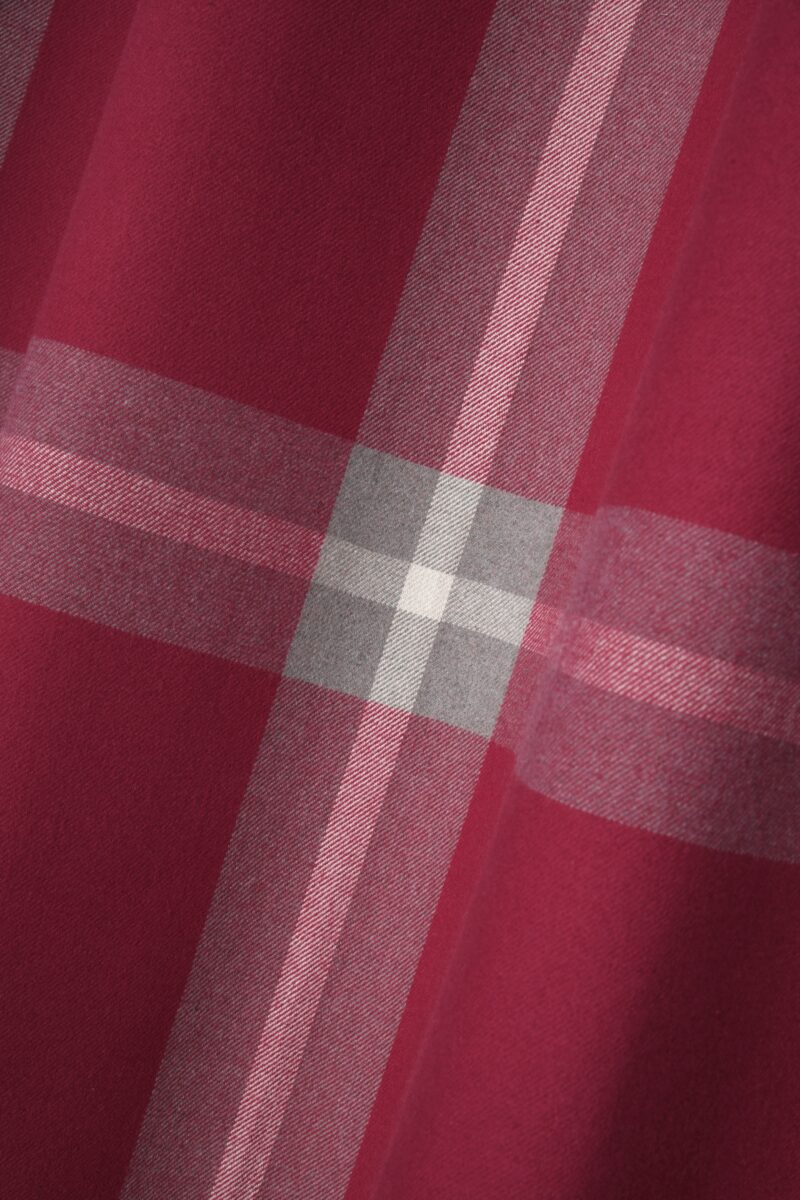 Vorhang mit Karomuster, Wolloptik mit festen Ösen, rot, 140×260 cm
