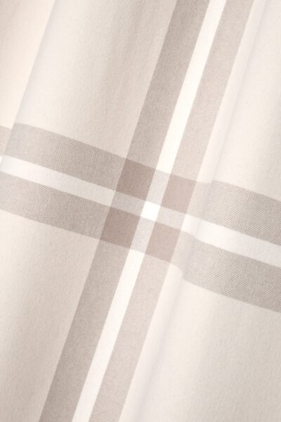 Vorhang mit Karomuster Beige, Wolloptik mit festen Ösen, 140×260 cm