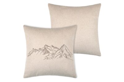 Kissen „Alpenberge“, Wolloptik, beige