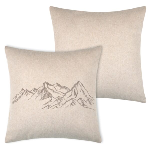Kissen „Alpenberge“, Wolloptik, beige