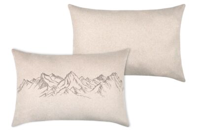 Kissen „Alpenberge“, Wolloptik, beige